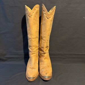 Vintage Zodiac USA Embroidered Tan Western Cowgirl Knee High Boots size 7